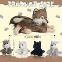 5 Pcs Wolf Stuffed Animal Set, 16 Inch Large Mommy Stuffed Wolf Plush Toy with 4 Cute Babies Wolves Inside, Furry Wolf Plushies with Pups for Kids Boys Girls Christmas Birthday Gift