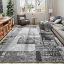 LOCHAS Rug for Living Room 6x9, Washable Soft Area Rugs for Bedroom, Abstract Carpet for Indoor Office Kids Dining Room Nursery Floor, Grey Geometric Vintage Home Decor, Non Slip, Pet Child Friendly
