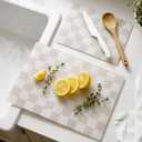 Thenshop Set of 2 Tempered Glass Cutting Boards Beige Check Countertop Cutting Boards Heat Resistant, with Non-slip Feet for Kitchen Counter Housewarming Wedding Gift 7.9x11inch+11x15 Inch