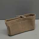 LEXSION Felt Purse Organizer Insert Zipper Pocket with Two Removeable Bottle Holder (Slender Medium, Beige)