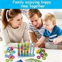 Giant Color Matching Challenge Game Fast Pattern Ring Stacking Puzzle with 50 Cards, Hand-Eye Coordination Training for Summer Parties & Family Game Night for 2-4 Players