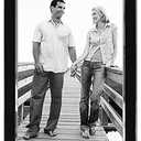 Malden International Designs Black Sleek With Silver Inside Border Picture Frame, 5x7, Black