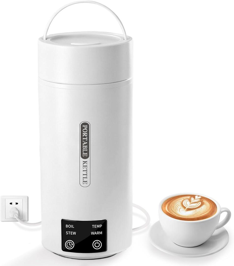 Travel Electric Kettle 800mL Portable Kettle with Automatic Shut Off & 9 Temperature Control for Hot Water/Tea/Coffee/Milk, 304 Stainless Steel Water Boiler