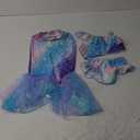 GALLDEALS Girls Swimsuit 3 Piece Bathing Suits Flounce Ruffle Tankini Set Beach Swimwear with Cover Ups Skirt for 3-10 Years (5-6 Years, Blue)