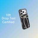 Crossbody Case for iPhone 17 Pro Max - Black with Stylish Silver Detachable Chain - Big Bow