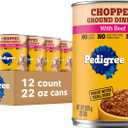Pedigree Chopped Ground Dinner Adult Soft Wet Dog Food with Beef, 22 oz. Cans 12 Count (EXP 10/14/27)