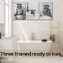 Funny Raccoon Bathroom Wall Art Prints,Framed Cute Raccoon Canvas PrintsKid's Room Wall ArtCute Raccoon Print Pet Shop Wall Art, Modern Canvas with Framed Canvas PrintFramed 16 X 24inches X 3piece