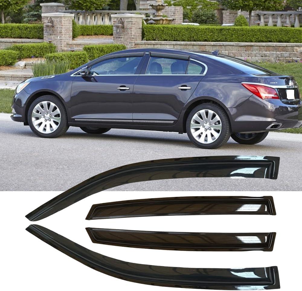 Original 4pcs Wind Deflector, Outside Mount Tape-On Rain Guards Set, Side Window Visors Compatible with 2010-2016 Lacrosse 94215