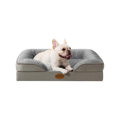 Tailwaggz Pet Bed for Large Dogs and Cats, Waterproof Orthopedic Dog Sofa Bed, Supportive Foam Pet Couch Bed with Washable Removable Cover, Waterproof Lining and Nonskid Bottom(Medium, Grey)