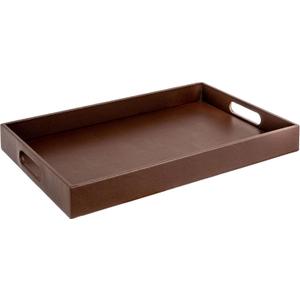 Home Redefined Beautiful Modern Elegant 17.5"x12" Rectangle Classic Brown Faux Leather Decorative Tray Ottoman Coffee Table Perfume Living Room Kitchen Serving Tray with Handles for All Occasion's