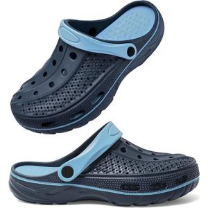 INMINPIN Women and Men Orthopedic Clogs Arch Support Garden Shoes Sandals Slippers with Plantar Fasciitis Feet Insoles, Retro Navy, 8-9 Women/ 6-7 Men