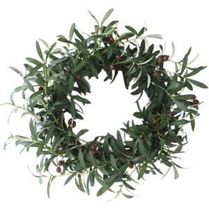 Beautifully Nordic Decorative Wreath Green Olive Wreath Handmade Green Leaves Wreath Wall Hanging Outdoor for Front Door Wall Decor Diverse (B-55cm/22in)
