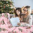 Christmas Throw Blanket 60"x50",Winter Merry Cute Pink Xmas Trees Holiday Festival Blanket for Women Men,Soft GIFS Flannel Fleece Throw for Home Living Room Bed Chair Couch Decor