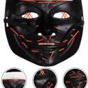 2 x Led Light Up Scary Mask El Wire Mask for Halloween 3 Lighting Modes for Aldult Teens (One Size, Red)