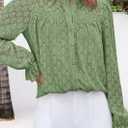 PRETTYGARDEN Lace Long Sleeve Shirts Casual Button Down Going Out Tops Hollow Out Eyelet Blouses 2026 Spring Fashion Clothing(Grass Green,Medium) (Green, M)