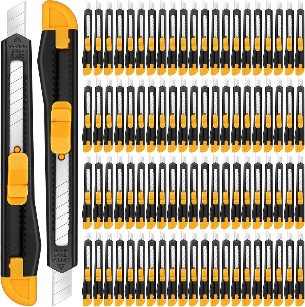 300 Pcs Box Cutters Retractable Utility Knife Office Supplies 9mm Wide Blade Cutter Compact Razor Knife for Home Use(Black)