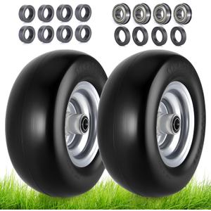 11x4.00-5 Lawn Mower Tires,11x4.00-5 Lawn Mower Tire Flat Free,11x4-5 Solid Tire With 3/4" and 5/8" Precision Bearing, 3.4"-5" Center Hub, 350Lbs,Fits Zero-Turn Mowers, Garden Tractors2 pack