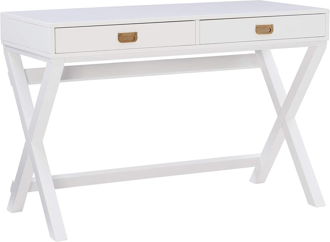 Linon Desk, White, 44"W x 20"D x 30"H Linon Desk, White, 44"W x 20"D x 30"H