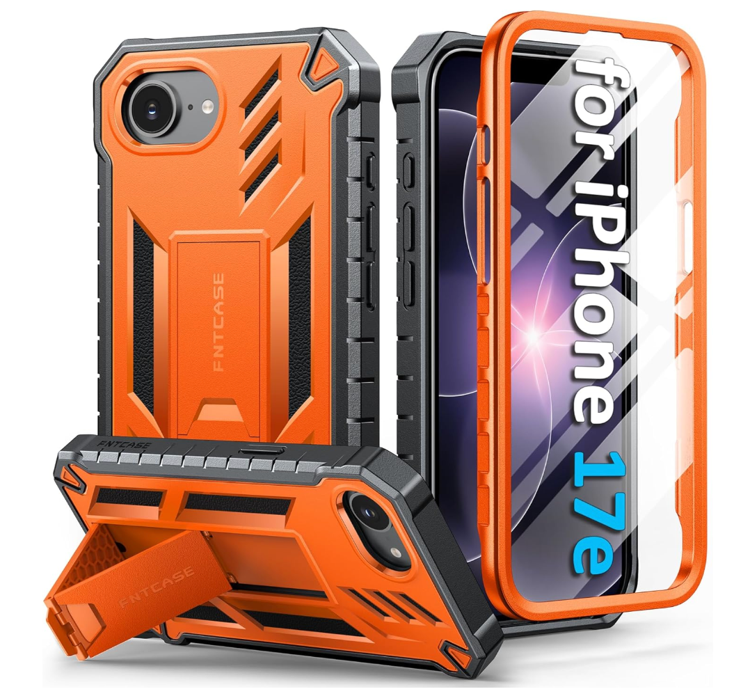 FNTCASE for iPhone 17e Phone Case: [Built-in Screen Protector & Kickstand] [Military-Grade Drop Protection] Heavy Duty Protective Full Body Shockproof TPU Rugged Protective Phone Cover Blue