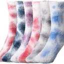 Geyoga 6 Pairs Tie Dye Soft Fluffy Fuzzy Socks for Women Cozy Winter Warm Valentine's Day Gifts No-shedding Slipper Plush Sleeping Sock Adult