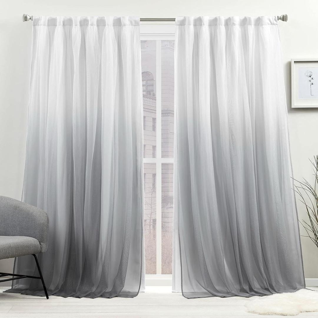 Exclusive Home Crescendo Lined Room Darkening Blackout Hidden Tab Top Curtain Panel Pair, 52"x96", Grey, Set of 2