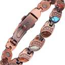 Jecanori Ultra Strength Copper Magnetic Bracelets for Women with 3800 Gauss Magnets &Natural Turquoise & Adjustable Tool (Iridescent)