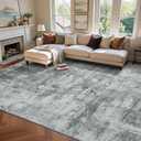 9x12 Ft Abstract Washable Area Rugs for Living Room Grey