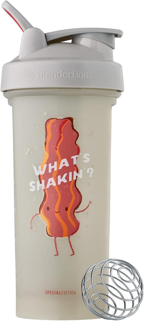 BlenderBottle Just for Fun Classic V2 Shaker Bottle Perfect for Protein Shakes and Pre Workout, 28-Ounce, What's Shakin'