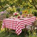 B-COOL Buffalo Plaid Table Cloth Fabrics - Checkered Tablecloth Spring Valentines Day Rectangle Red and White Checkered Table Covers for Picnic, Birthday, Christmas Indoor Outdoor Party 56 x 120 Inch