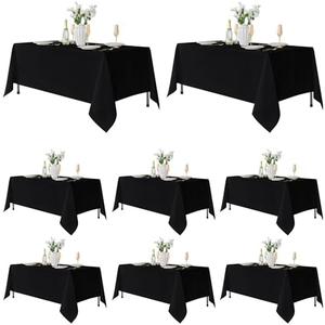 Fitable 6 Pack Table Cloth Rectangle Table: Stain and Wrinkle Resistant Tablecloth Rectangular, Washable Polyester Tablecloths for Wedding Party Dining Banquet Event Catering(Black, 70x120 Inch)
