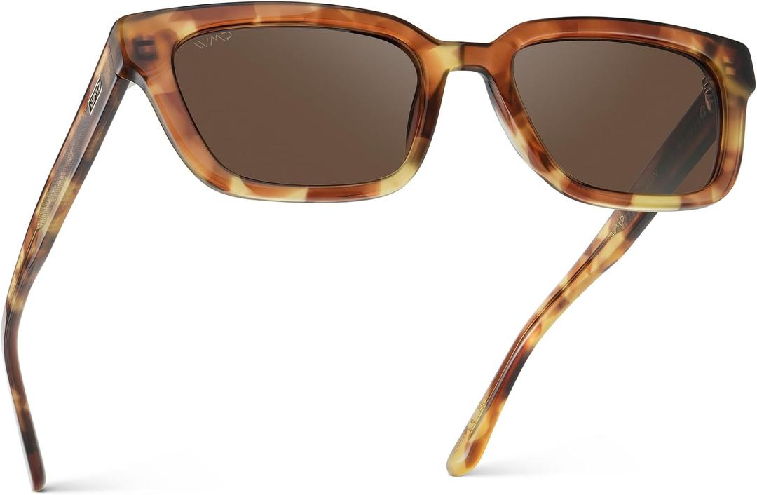 WearMe Pro - Women's Polarized Rectangular Sunglasses, Narrow Acetate Frame, Durable 5-Barrel Hinges, Hand-Polished Finish