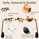 Baby Bouncer Toy Bar Compatible with Baby Bjorn Bouncers, Durable Natural Wooden Toy Bar for Baby Bouncer Attachment, Rotatable Sensory Toy Gifts for Babies (White and Black)