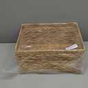 Storage Baskets,Woven Natural Water hyacinth Box with Handle,Kingwillow.(Set of 3)