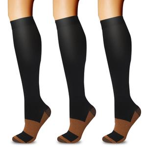 20-30mmHg Graduated Compression Socks for Men & Women 3 Pairs, Calf Length, Medical Grade Circulation Support for Running, Travel, Nurse, Pregnancy S/M (Fits Calf 9-15")