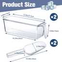 Havawish 4 Pcs Ice Storage Bin for Freezer with Lid and Flexible Scoop Set Plastic Ice Container with Lid Handle for Home Office Fridge Storage (12.4 x 3.94 x 3.94 Inches,Clear)