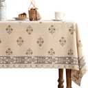 patdrea Designer Beige Long Tablecloth for Rectangle Table,Elegant Linen Floral Pattern French Table Cloth,Decor Cover Cloth for Kitchen Dining Christmas,Thanksgiving,Party,563"x94"-Istana a