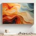 Picture Orange Abstract Line Art Prints Orange and Blue Wall Art Colorful Abstract Artwork Modern Terracotta Picture Navy Blue Painting Colorful Pastel Poster for Bedroom Living Room 16x24in No Frame (16L" x 24W")
