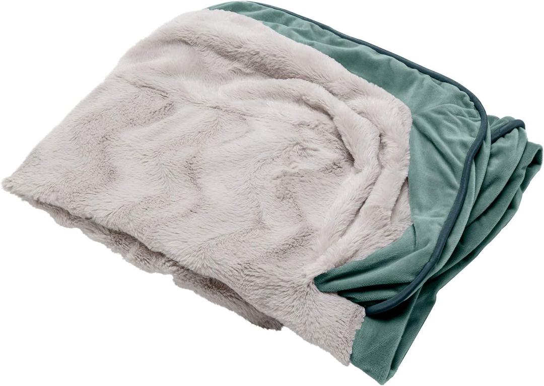 Furhaven Replacement Dog Bed Cover Perfect Comfort Plush & Velvet Waves Sofa-Style, Machine Washable - Celadon Green, Large