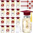 Boao 16 Sets Graduation Table Decoration Set with LED Light up Graduation Decorations for Class of 2026, Grad Jar, Felt Grad Hat and Stickers for High School College(Dark Red,Vivid)