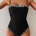 B2prity One Piece Swimsuit for Women Tummy Control Slimming Bathing Suit Color Block Swim Suit Modest Swimwear (Black, M)