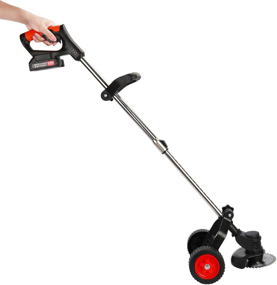 650W Cordless Weed Wacker  20V Electric Weed Eater with 2 Batteries, 3 Blades (Steel/Plastic), Telescopic Pole (35-47"), Lightweight & Anti-Winding for Lawn, Yard, Garden & Weeds (Black)