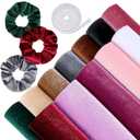 Chuangdi 12 Pieces Velvet Fabric 12 Colors Velvet Hair Scrunchies Making Kit with 1 m Elastic Bands Tie Ropes for Women DIY Hair Supplies
