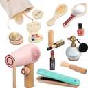 Vaguelly 1set Wooden Pretend Makeup Kit for Boy Girl Boy Girl Beauty Salon Play Toys with Diverse Options Safe Design for Girls Birthdays Holidays