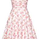 Belle Poque 2025 Summer Dresses for Women Spaghetti Strap Midi Sun Dress Cute Casual Dress with Pockets (XX-Large, White-pink Red Floral)