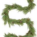 WBHome Real Touch Cypress Cedar & Pine Cone Evergreen Garland for Christmas Holiday Seasonal Outdoor/Indoor Home Decor, 9FT Long