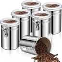 Lallisa 9 Pcs Stainless Steel Kitchen Canister 62 fl oz with Airtight Clear Clamp Lid, Metal Food Storage Container Set for Coffee Bean Ground Coffee Flour Sugar Spice Tea Cereal Snack Candy Pantry
