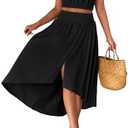 luvamia Two Piece Skirt Sets for Women Smocked Crop Top High Waisted High Low Split Maxi Skirt Co Ord Matching Dress Set.L