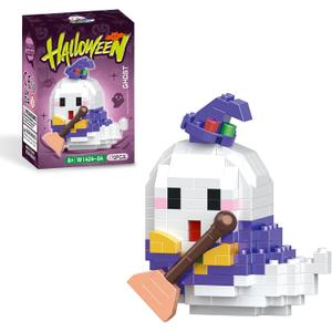 3 x Halloween Ghost Building Micro Blocks Compatible with Lego Halloween Party Favors Decorations Stacking Toys Gifts Idea for Kids Room Decor & Pretend Play Set for Boys & Girls(Ghost)