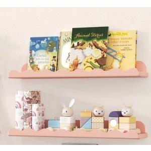 Floating Shelves for Wall Décor 24 Inch Long Set of 2 Nursery Book Shelves Bathroom Shelves Over Toilet Shelf for Books, Plants, Toys, Photo Frames, Picture Ledge-Pink