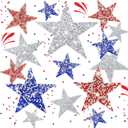 Syhood 32 Pieces Patriotic Iron on Star Patches Adhesive Glitter Star Rhinestone DIY Patches Appliques Embellishments for Memorial Day Decoration Clothing Jeans Repair, 5 Sizes(Red, Silver, Blue)